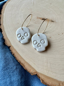 White Skull Hoops