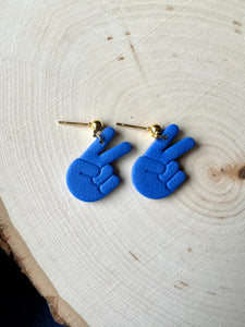 Blue Peace Sign Earrings