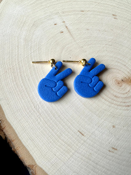 Blue Peace Sign Earrings