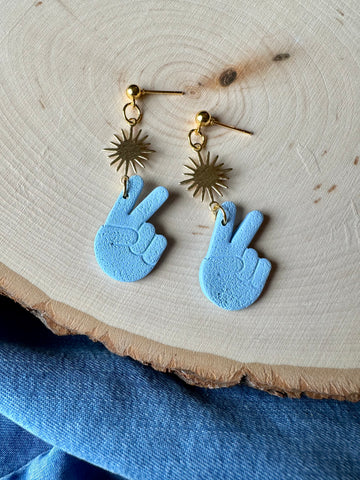 Light Blue Peace Sign Earrings