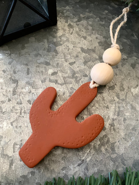 Terracotta Clay Cactus Ornament