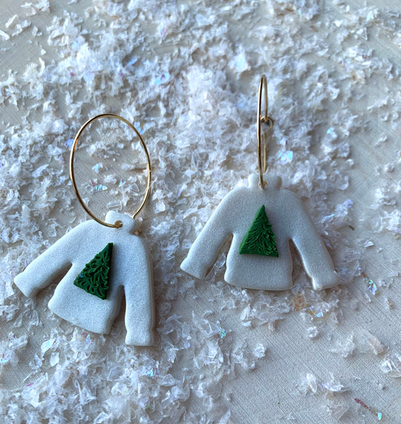 Christmas Tree Sweater Hoops