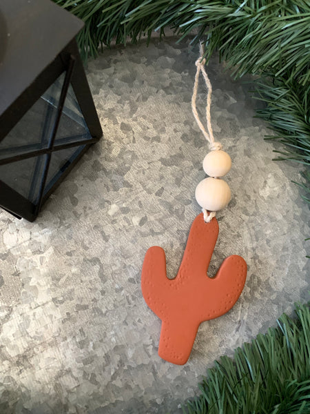 Terracotta Clay Cactus Ornament