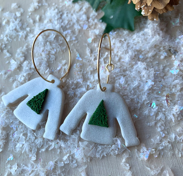 Christmas Tree Sweater Hoops